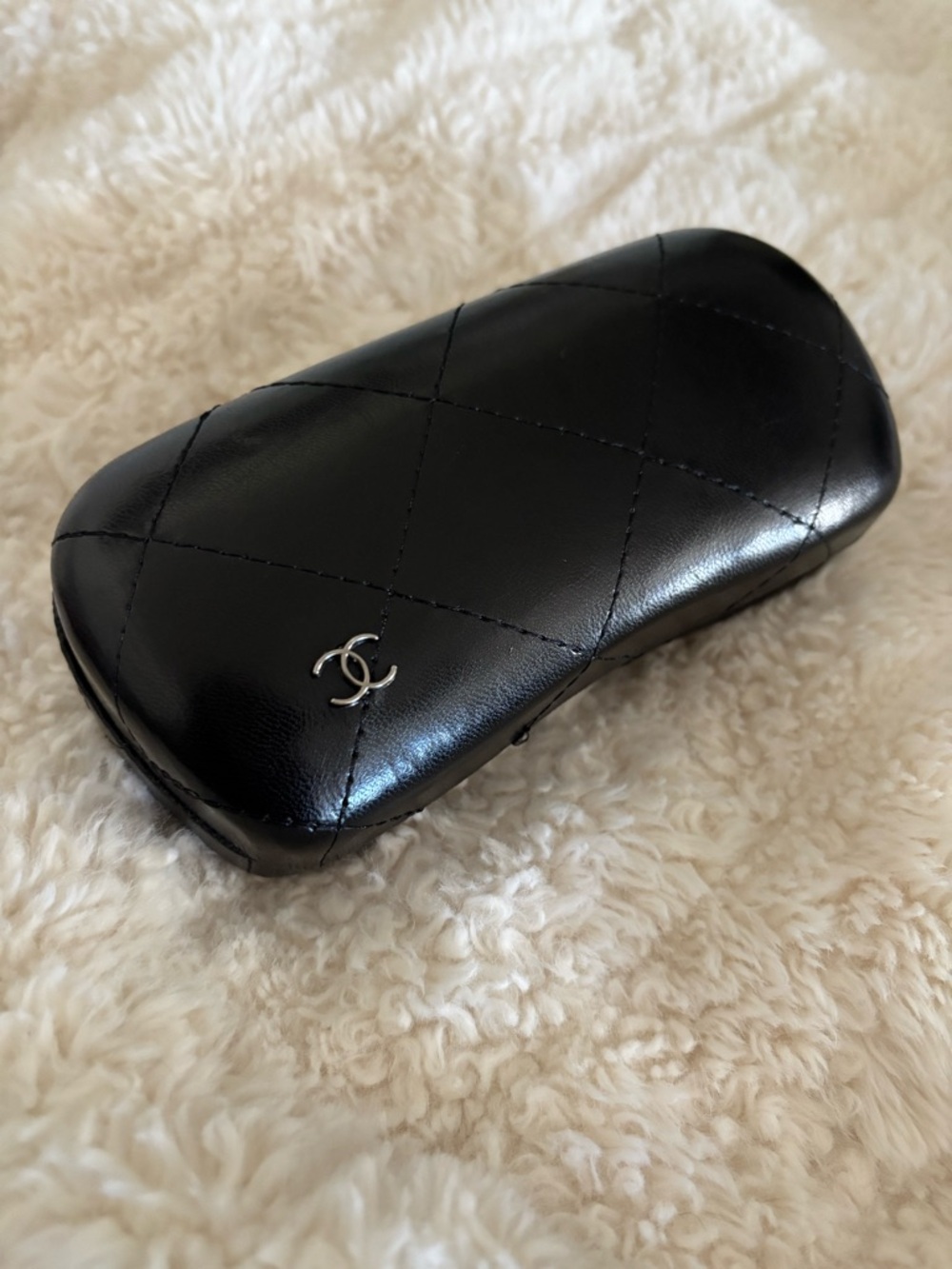 CHANEL Black Quilted Pattern Sunglass Case